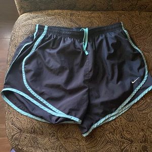 Nike black and baby blue running shorts